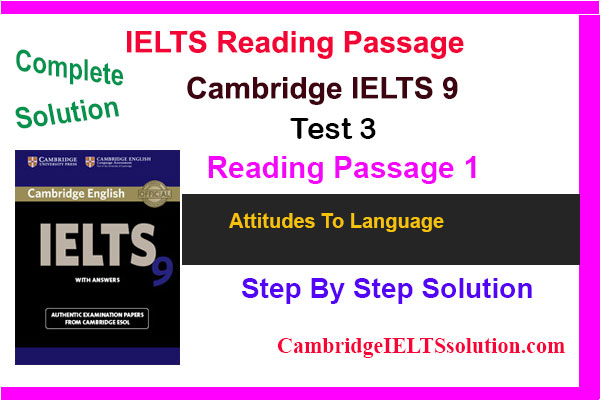 Cambridge IELTS 9 Test 3 Reading Passage 1 Attitudes To Language 